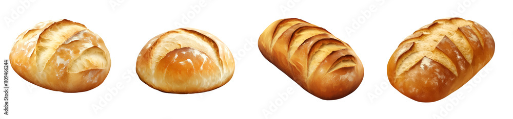 A variety of freshly baked bread loaves showcasing different shapes and textures. A variety of freshly baked bread loaves showcasing different shapes and textures.