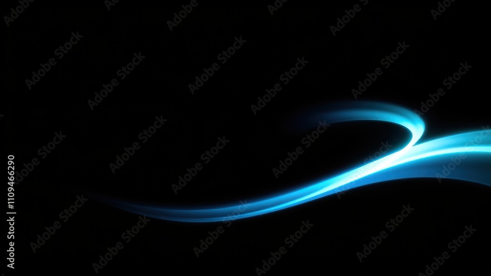 Abstract digital art featuring a glowing blue wave on a black background Abstract digital art featuring a glowing blue wave on a black background