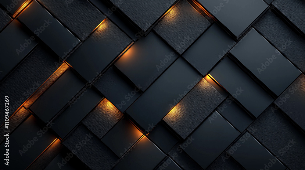 A black and white image of a pattern of squares with lights on them A black and white image of a pattern of squares with lights on them