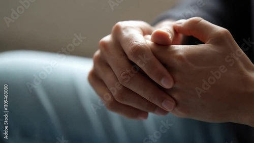 Close-Up of Nervous Hands Waiting