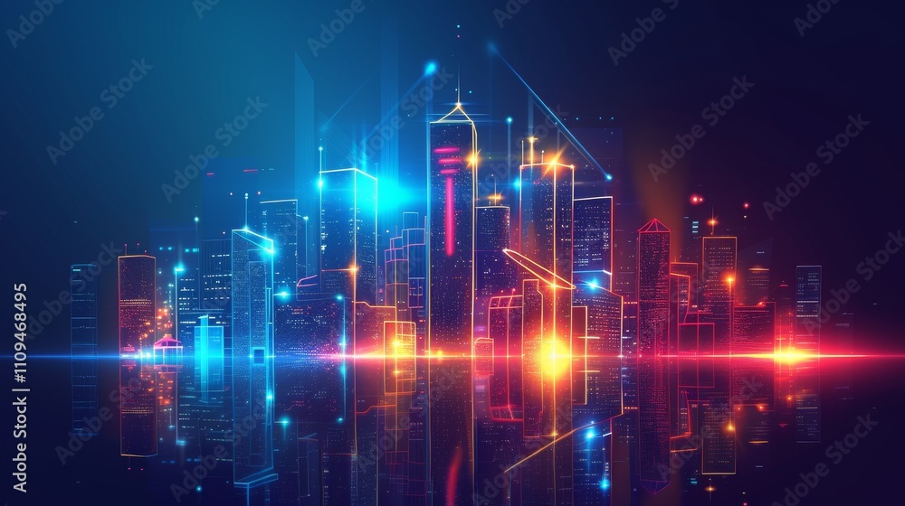 A highly detailed digital artwork showcasing a futuristic city with neon lights, glowing structures, and a rich mix of warm and cool tones reflecting urban vibrancy. AI generated. A highly detailed digital artwork showcasing a futuristic city with neon lights, glowing structures, and a rich mix of warm and cool tones reflecting urban vibrancy. AI generated.
