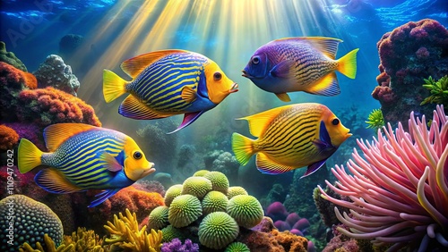 Vibrant Tropical Fish Underwater in Coral Reef