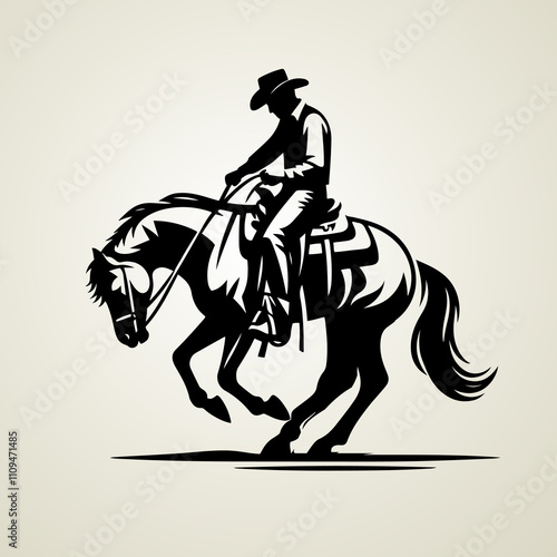 Vector Western Cowboy Riding Horse t-shirt design