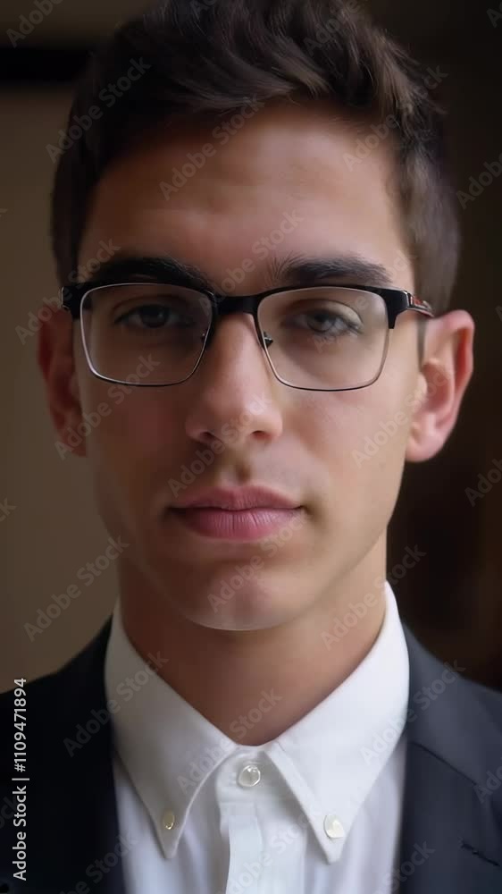 Portrait of a Young Professional Businessman Looking at the Camera, Close-Up of a Confident Male Executive in a Suit and Glasses, Success in Business, Corporate Lifestyle Portrait of a Young Professional Businessman Looking at the Camera, Close-Up of a Confident Male Executive in a Suit and Glasses, Success in Business, Corporate Lifestyle