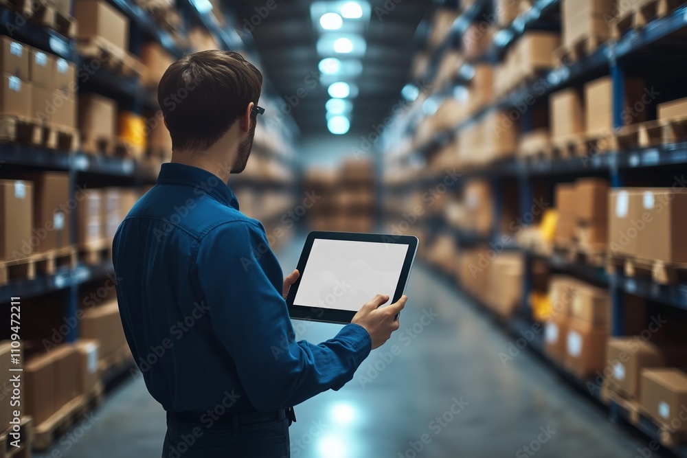warehouse inventory management system concept managed via tablet warehouse inventory management system concept managed via tablet