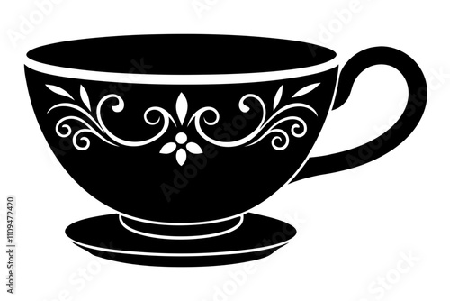 Delicate Teacup Silhouette Vector Illustration  Elegant Tea Cup Design