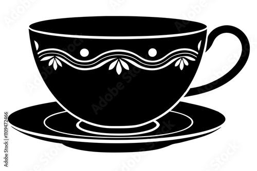 Delicate Teacup Silhouette Vector Illustration  Elegant Tea Cup Design