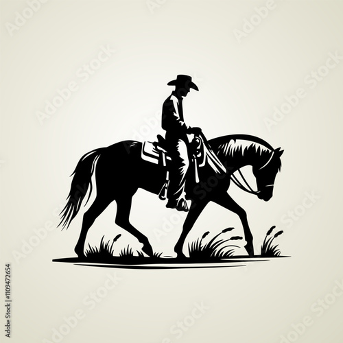 Vector Western Cowboy Riding Horse t-shirt design