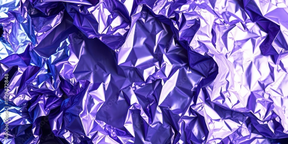 Abstract Purple Crinkled Foil Texture with Shiny Surface and Dramatic Lighting Abstract Purple Crinkled Foil Texture with Shiny Surface and Dramatic Lighting