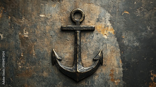 Bold anchor tattoo design, symbolizing stability and strength, showcases intricate lines and shading, reflecting a sailor's connection to the sea and enduring spirit photo