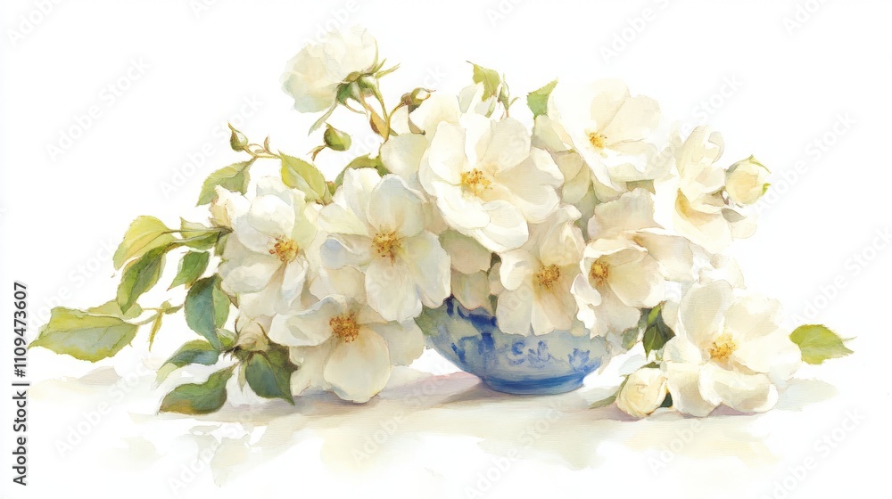 Elegant Trio of White Roses in a Serene Setting Elegant Trio of White Roses in a Serene Setting
