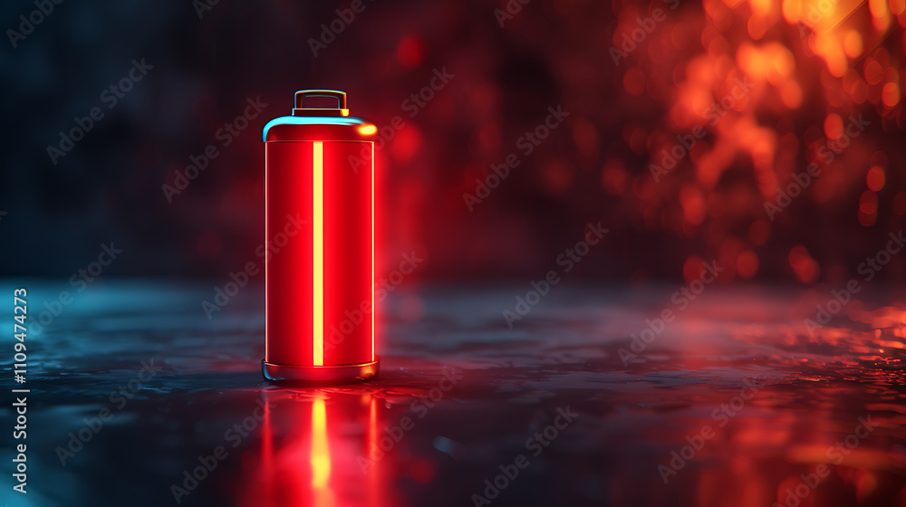 technology advertising, a minimalist k glowing red battery icon, nearly empty, on a dark abstract background, perfect for adding promotional text technology advertising, a minimalist k glowing red battery icon, nearly empty, on a dark abstract background, perfect for adding promotional text