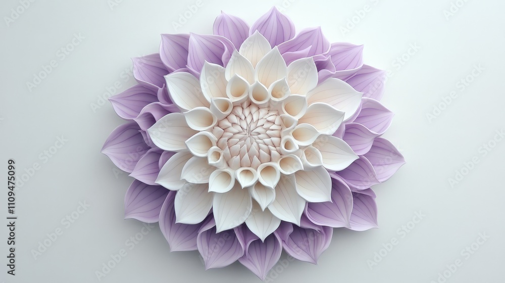 Intricate Blooming Dahlia with White Petal Layers Intricate Blooming Dahlia with White Petal Layers