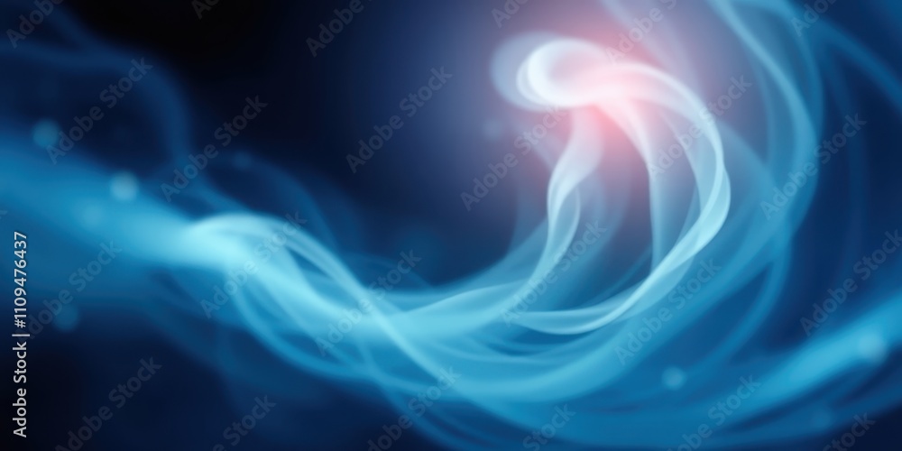 Abstract Blue and White Swirling Smoke with a Glimmer of Pink Light Abstract Blue and White Swirling Smoke with a Glimmer of Pink Light