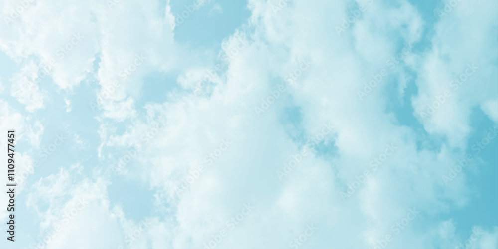 Fototapeta premium sunny sky blue light watercolor background. Aquarelle painting brush effect card paper textured canvas cloudy smoke space for text, entertaining card, template. aquamarine color graphics illustratio