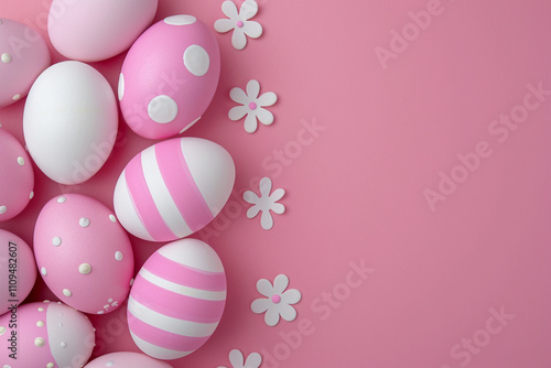 Close-up of Decorated Easter Eggs on Soft Pastel Background