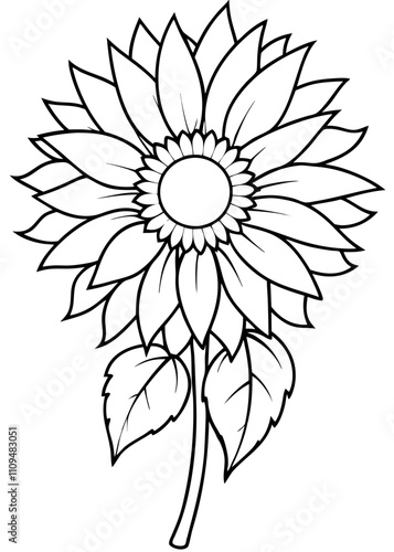 Minimalist Sunflower Line Art Design, Sunflower Line Art Drawing, Hand-Drawn Sunflower Outline, Sunflower Vector Art, Beautiful Sunflower Line Art