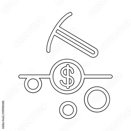 Cryptocurrency mining icon in line style