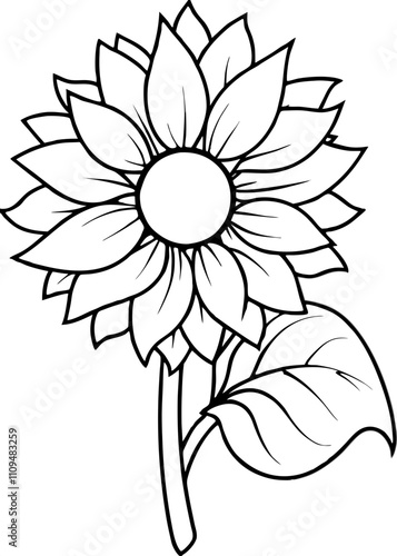 Minimalist Sunflower Line Art Design, Sunflower Line Art Drawing, Hand-Drawn Sunflower Outline, Sunflower Vector Art, Beautiful Sunflower Line Art