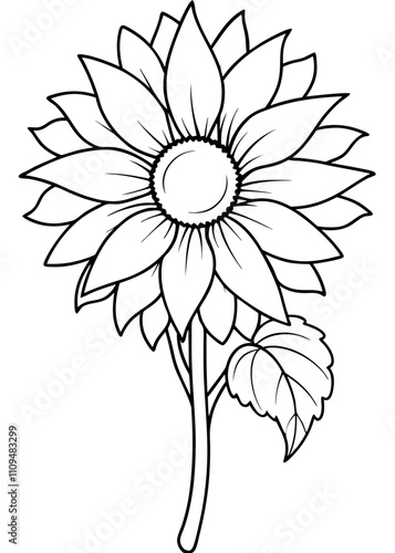 Minimalist Sunflower Line Art Design, Sunflower Line Art Drawing, Hand-Drawn Sunflower Outline, Sunflower Vector Art, Beautiful Sunflower Line Art