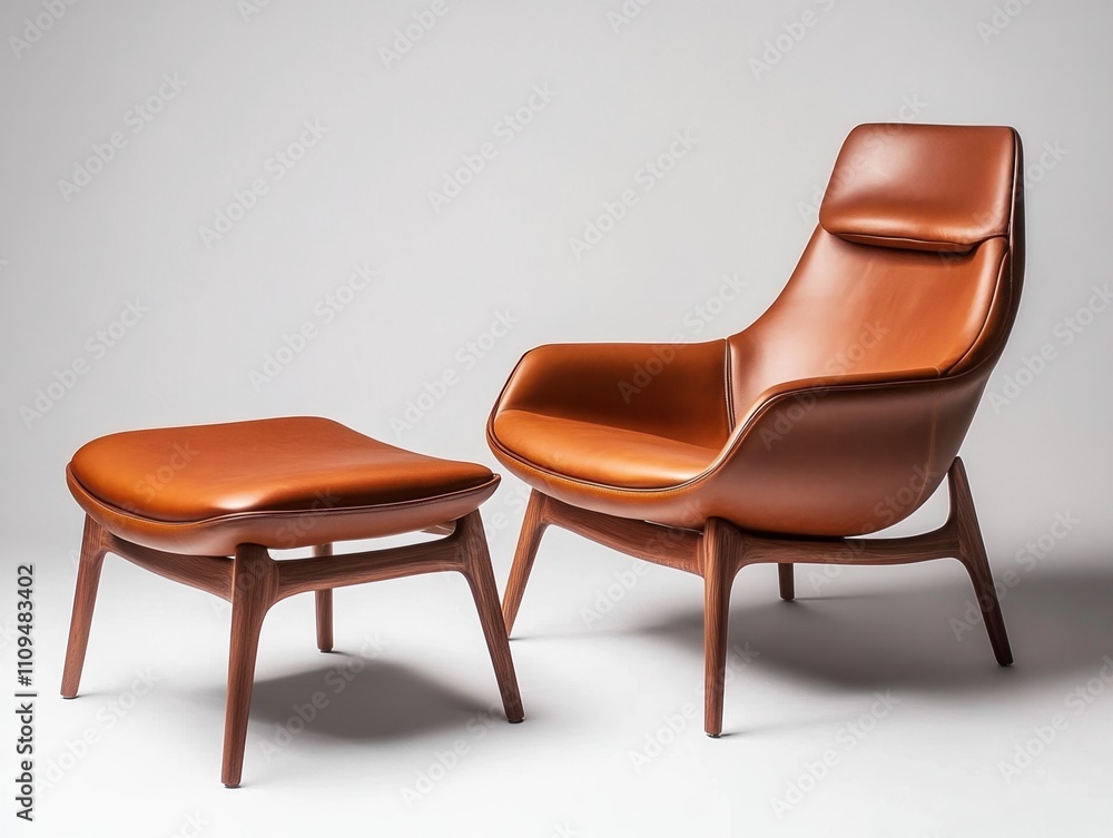 Stylish Norwegian lounge chair and ottoman showcasing ergonomic design and polished wood accents in a minimalist setting Stylish Norwegian lounge chair and ottoman showcasing ergonomic design and polished wood accents in a minimalist setting