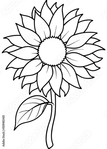 Minimalist Sunflower Line Art Design, Sunflower Line Art Drawing, Hand-Drawn Sunflower Outline, Sunflower Vector Art, Beautiful Sunflower Line Art