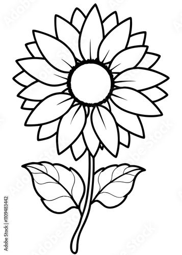 Minimalist Sunflower Line Art Design, Sunflower Line Art Drawing, Hand-Drawn Sunflower Outline, Sunflower Vector Art, Beautiful Sunflower Line Art