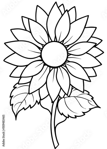 Minimalist Sunflower Line Art Design, Sunflower Line Art Drawing, Hand-Drawn Sunflower Outline, Sunflower Vector Art, Beautiful Sunflower Line Art