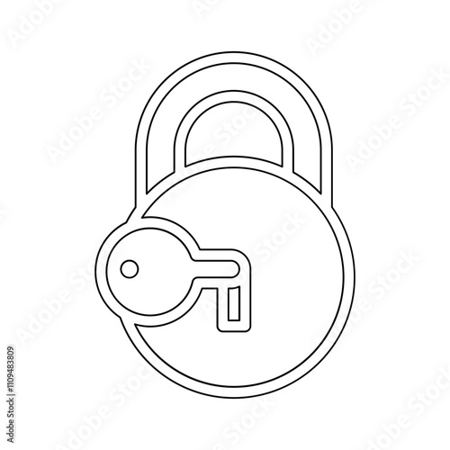 Key, lock icon in line style