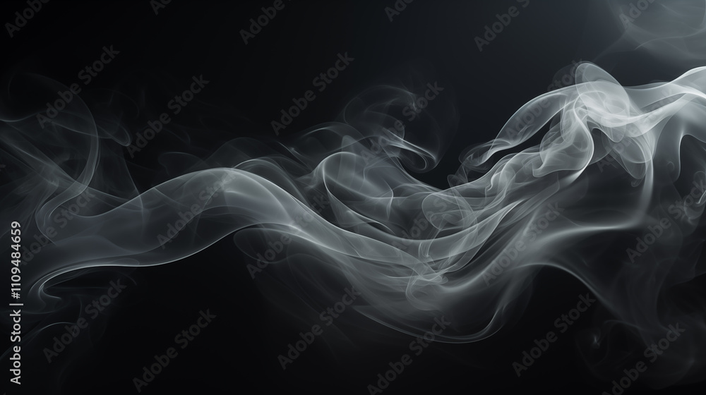 Smoke clouds, steam mist fog and white foggy vapor. Realistic smoke particles isolated on black background. Beautiful swirling gray smoke. Smoke clouds, steam mist fog and white foggy vapor. Realistic smoke particles isolated on black background. Beautiful swirling gray smoke.