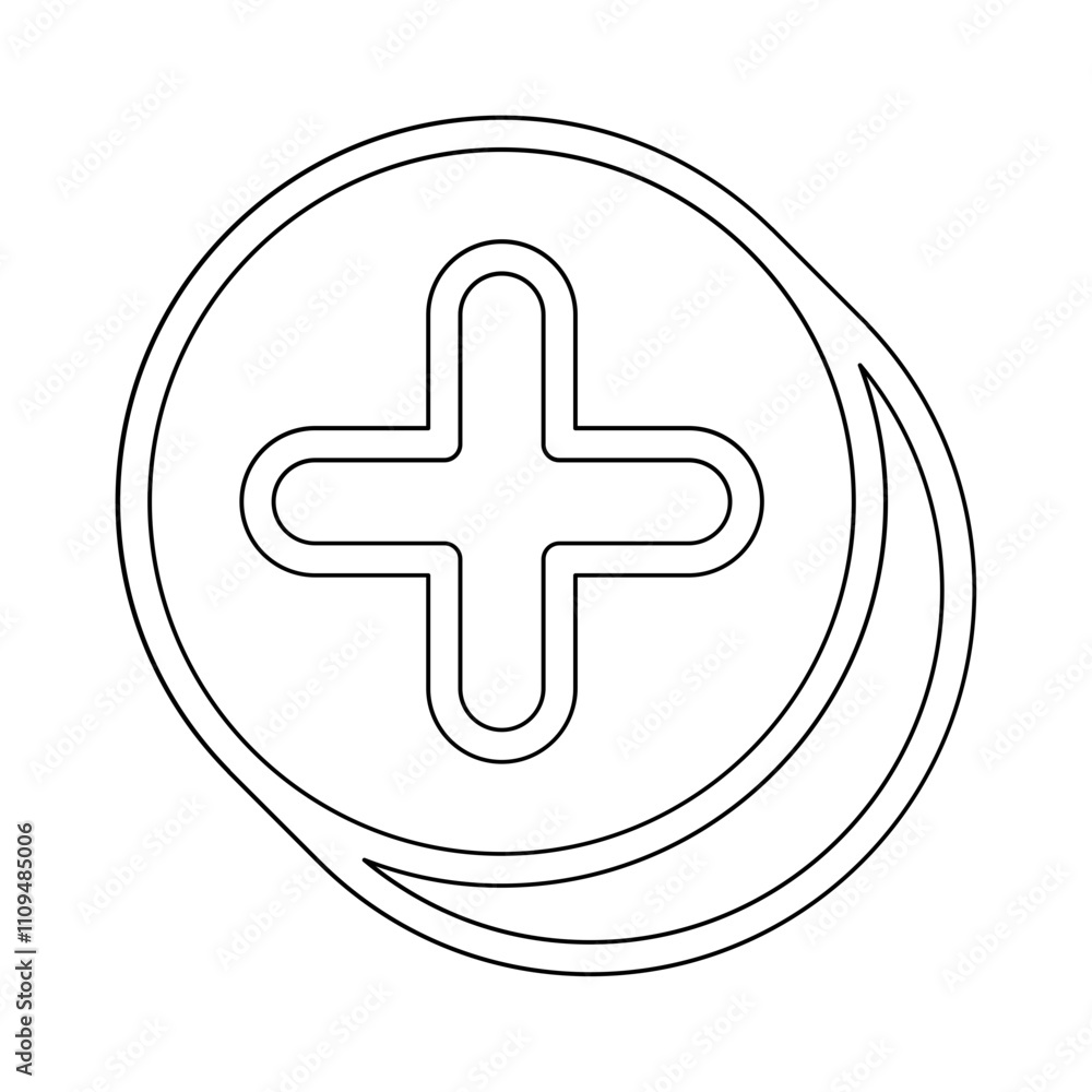 Fototapeta premium Plus, Positive, Cross, Add icon in line style