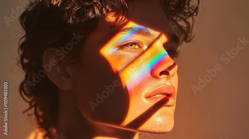 Wallpaper Mural Person's face with rainbow light. Torontodigital.ca