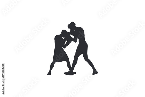 Vector silhouette illustration of a boxer in the ring.