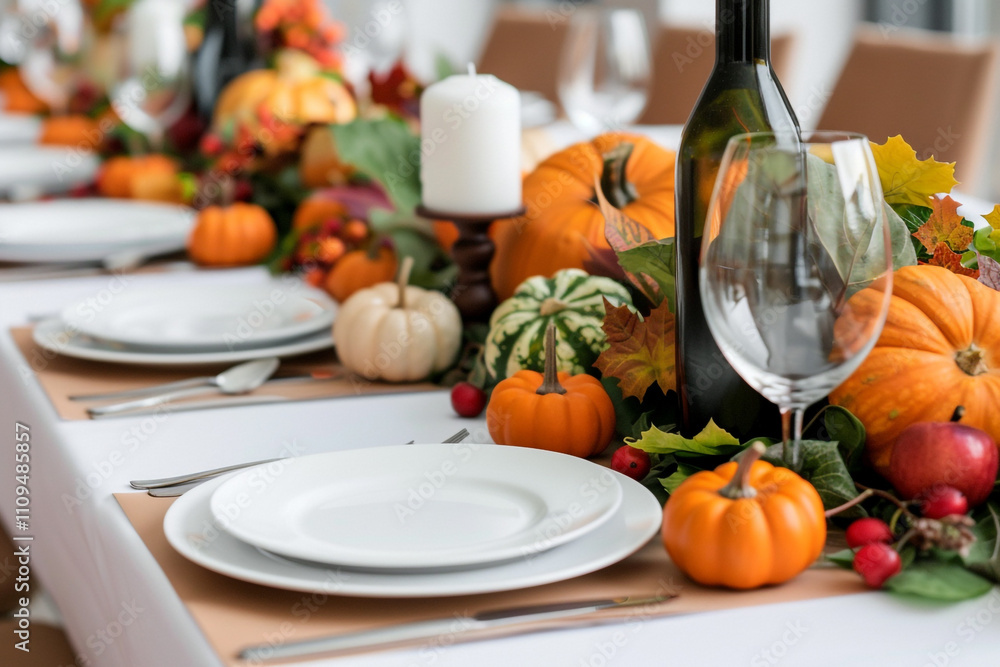 Fall-Themed Centerpieces on a Decorated Table Fall-Themed Centerpieces on a Decorated Table