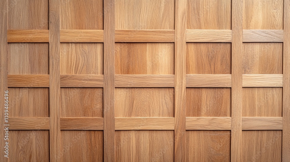 A wooden wall with a pattern of squares and triangles A wooden wall with a pattern of squares and triangles