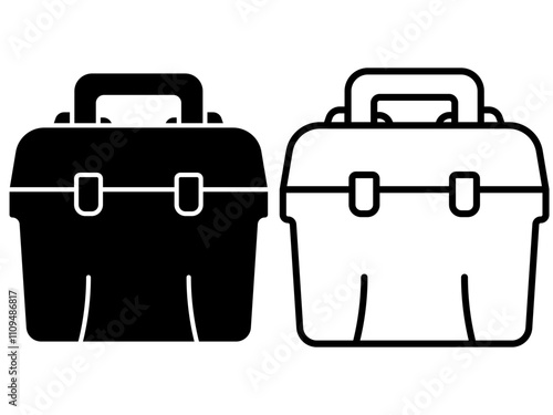 Tool Box icon flat style pictogram for ui or ux mobile app, design sign logo symbol vector illustration, isolated on white editable