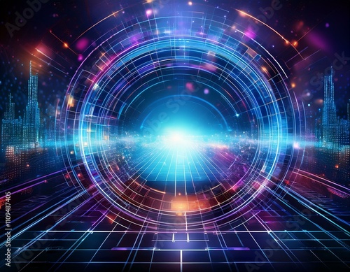 Wallpaper Mural A dynamic abstract technology background showcasing the Metaverse, cyberspace, and futuristic digital elements for a virtual reality theme Torontodigital.ca