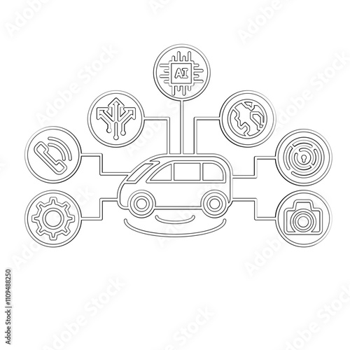 Smart car icon in line style