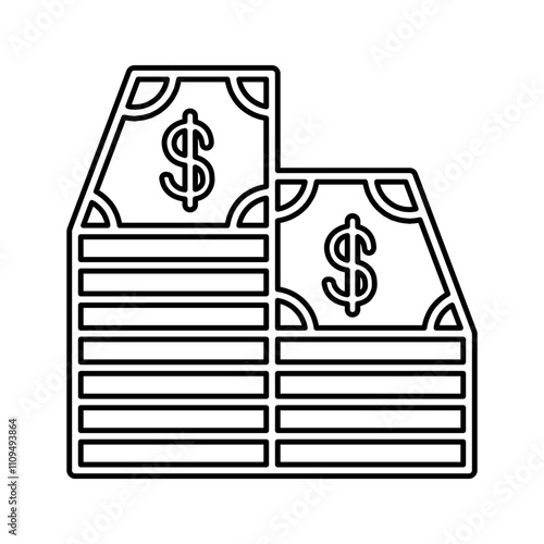 Money, Cash icon in line style