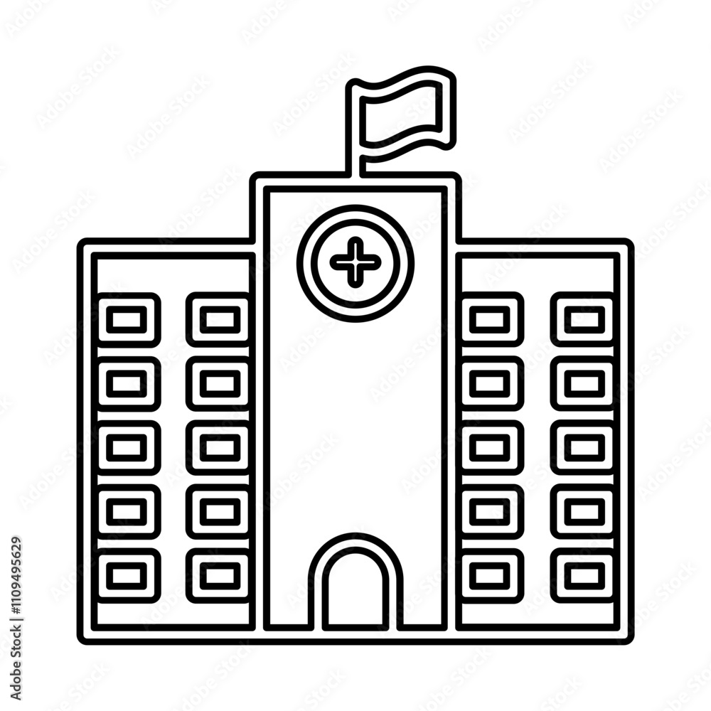 Hospital icon in line style Hospital icon in line style