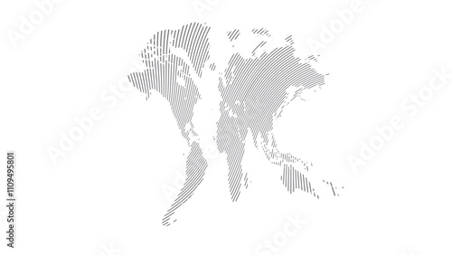 World map halftone. Made for world news and articles. Grey circles on white background.