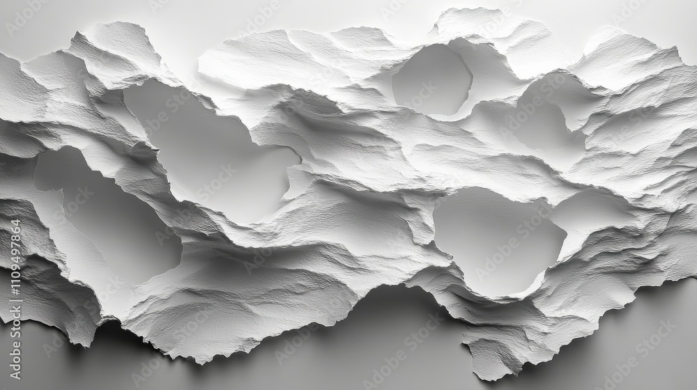 Obraz premium Intricate White Textured Paper Surface with Organic Shapes and Depth Creating a Modern Minimalist Aesthetic for Creative Backgrounds