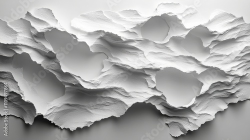 Intricate White Textured Paper Surface with Organic Shapes and Depth Creating a Modern Minimalist Aesthetic for Creative Backgrounds