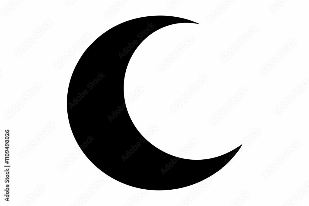 Moon vector silhouette black design white background Moon vector silhouette black design white background