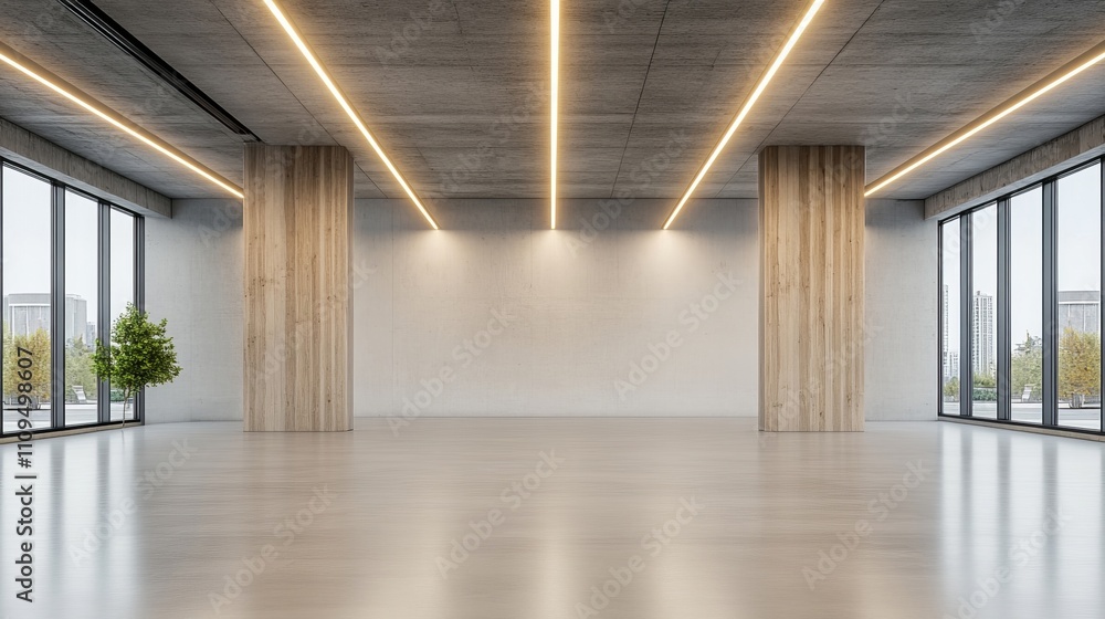 A room with a ceiling that is lit up with yellow lights A room with a ceiling that is lit up with yellow lights