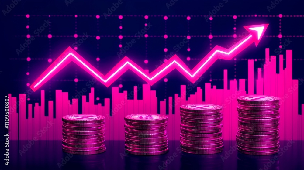 Rising Cryptocurrency Growth Financial Market Digital Art Tech Environment Graphic Viewpoint Investment Concept Rising Cryptocurrency Growth Financial Market Digital Art Tech Environment Graphic Viewpoint Investment Concept