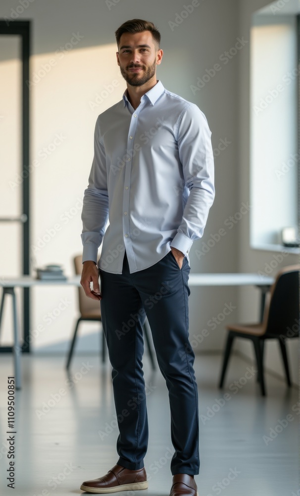Full-length image of a man in a smart environment Full-length image of a man in a smart environment