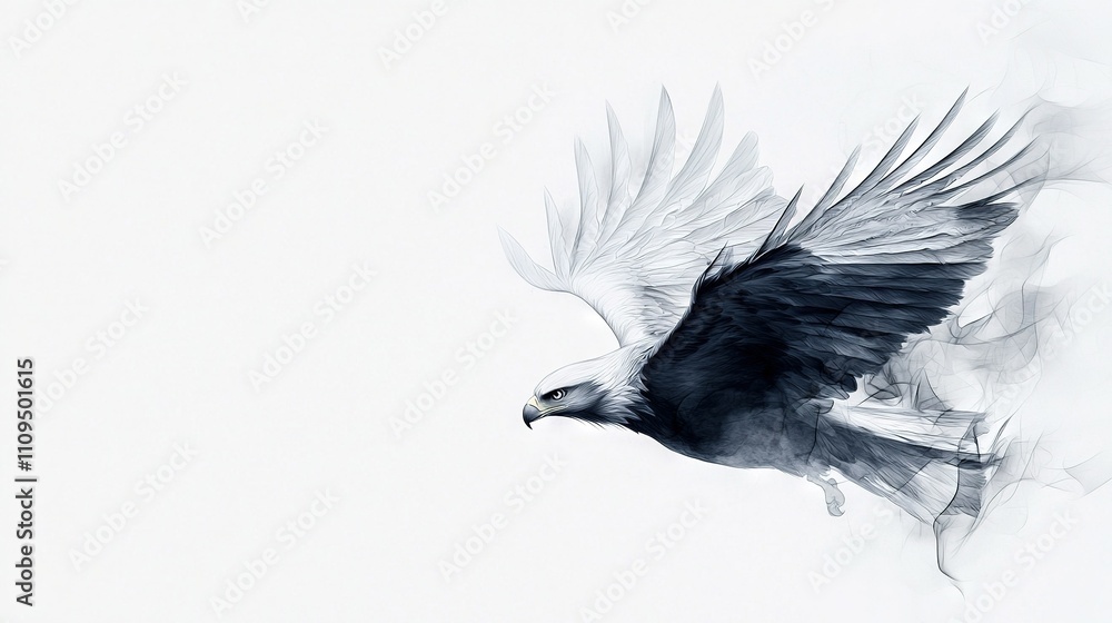 Fototapeta premium A sharp image of a raptor flying, wings fully extended