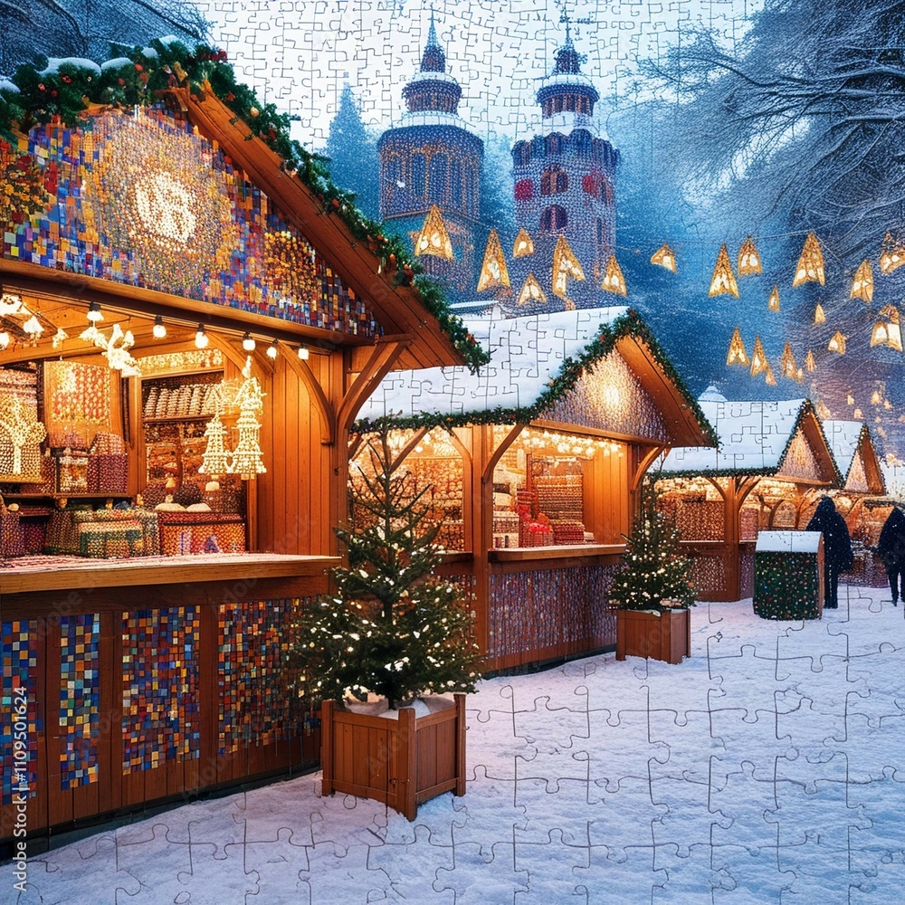 Fototapeta premium Creative Christmas Market Concept with 300 DPI Details,Weihnachtsmarkt
