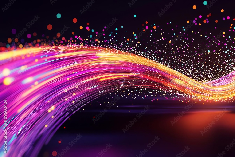 Fototapeta premium Fiber optic upgrade Process. Vibrant light trails create a mesmerizing and dynamic abstract background.